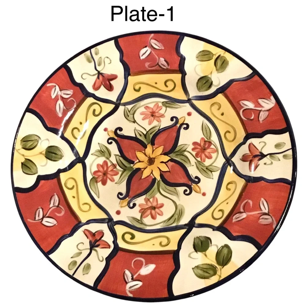 Pier 1 Salad Plates 9” Vallarta Pattern Tuscan  Design - 2 Plates Retired
